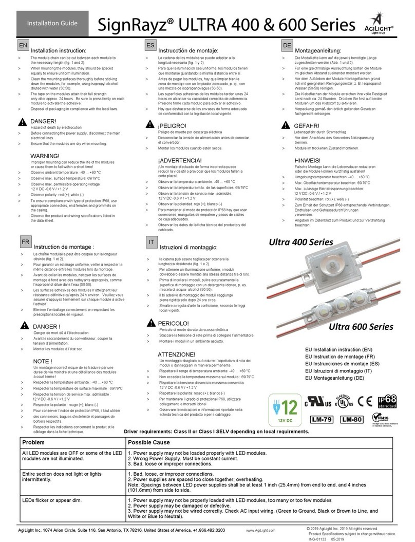 Agilight SignRayz ULTRA 400 Series installation guide
