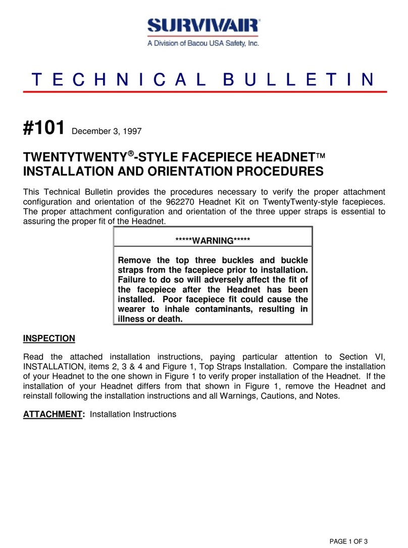 BACOU USA SAFETY Survivair TWENTYTWENTY HEADNET 962270 INSTALLATION AND ORIENTATION PROCEDURES BACOU USA SAFETY Survivair TWENTYTWENTY HEADNET 962270 INSTALLATION AND ORIENTATION PROCEDURES