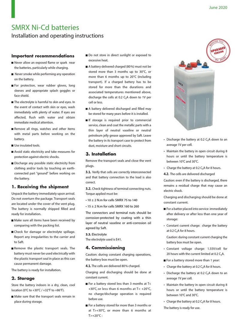Total Saft SMRX Series Installation and operating instructions
