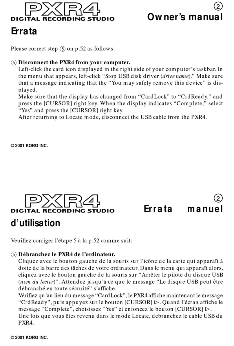 Korg PXR4 Errata User manual