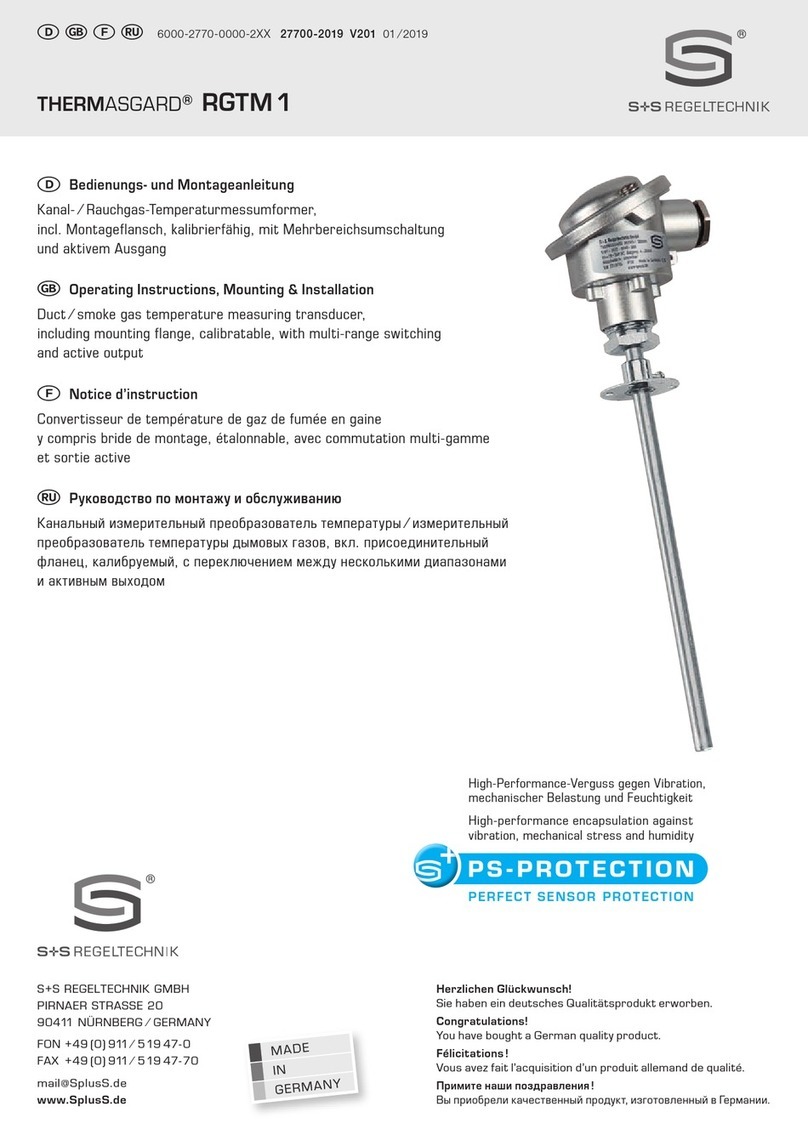 S+S Regeltechnik THERMASGARD RGTM 1 Operating Instructions, Mounting & Installation S+S Regeltechnik THERMASGARD RGTM 1 Operating Instructions, Mounting & Installation
