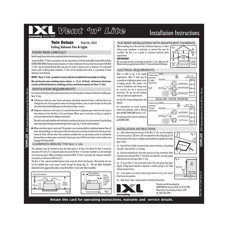 IXL Vent‘n’Lite Twin Deluxe User manual