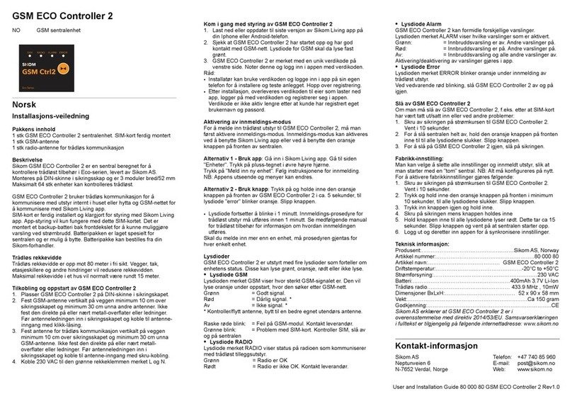 SiKom GSM ECO Controller 2 User manual