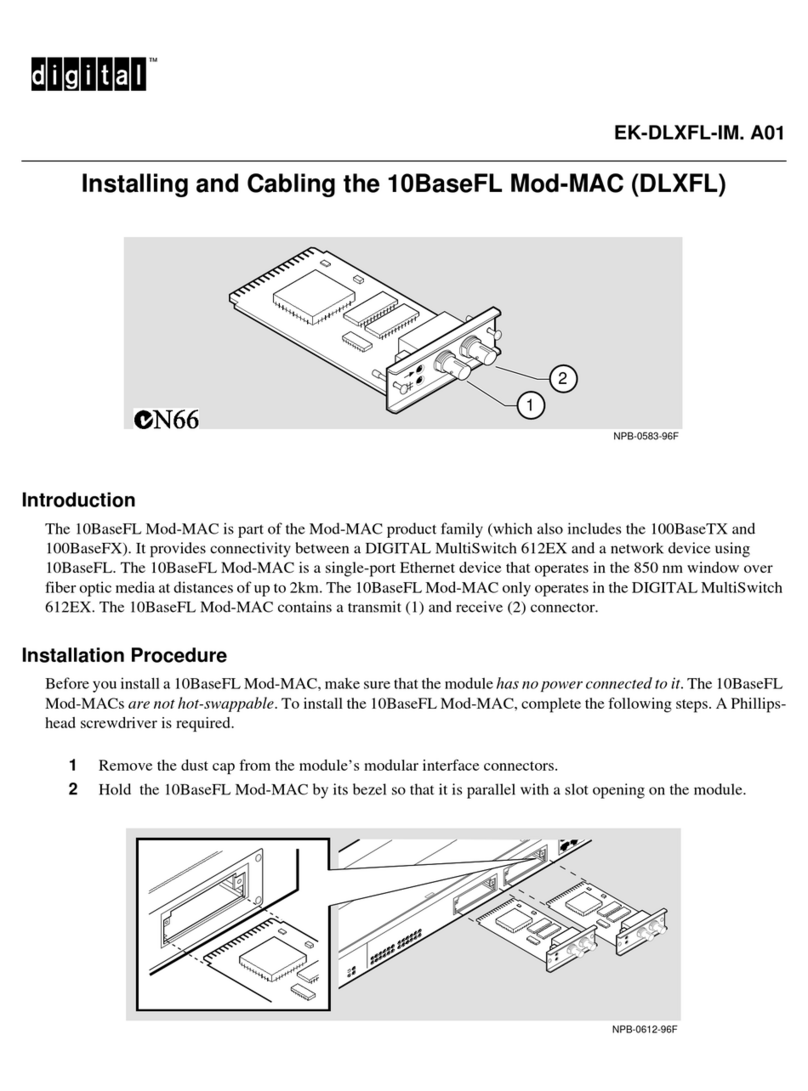 Digital Equipment 10BaseFL Mod-MAC Installing and Cabling