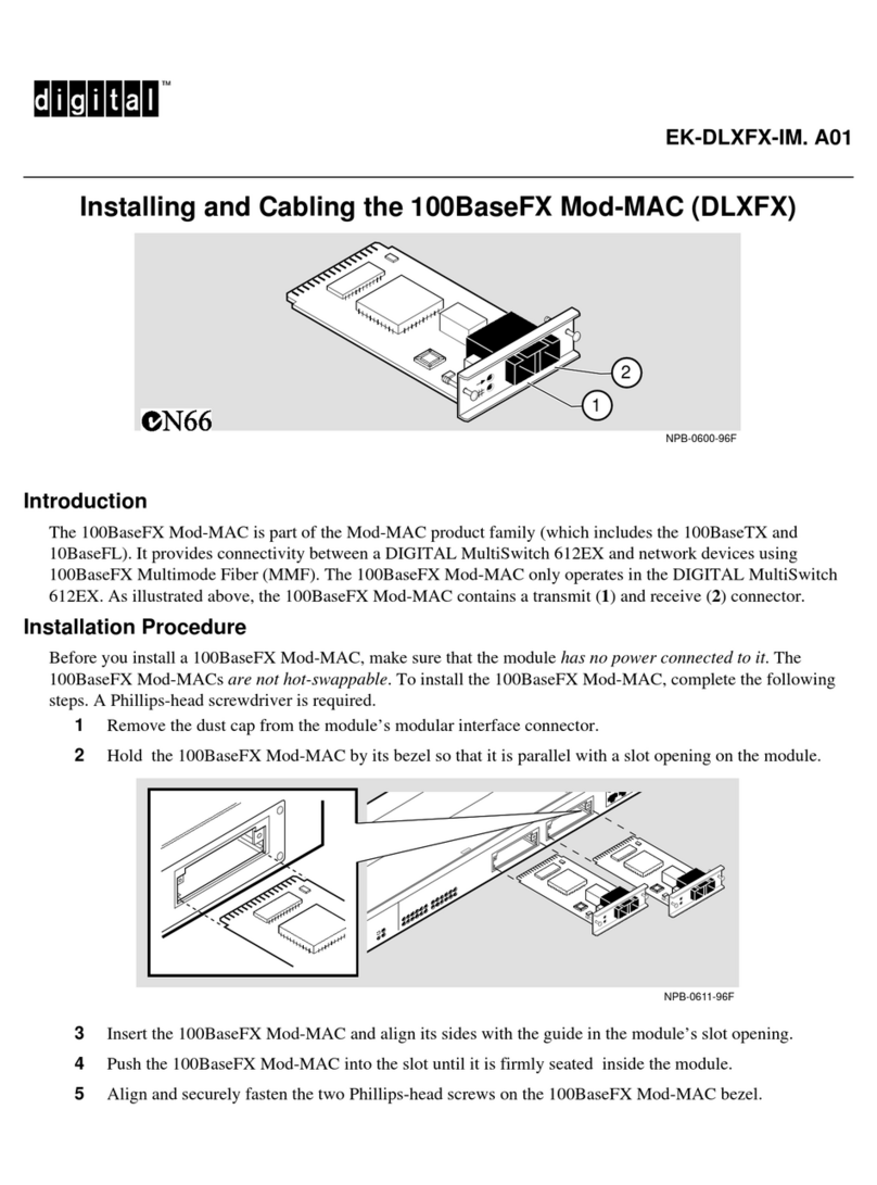 Digital Equipment 100BaseFX Mod-MAC Installing and Cabling
