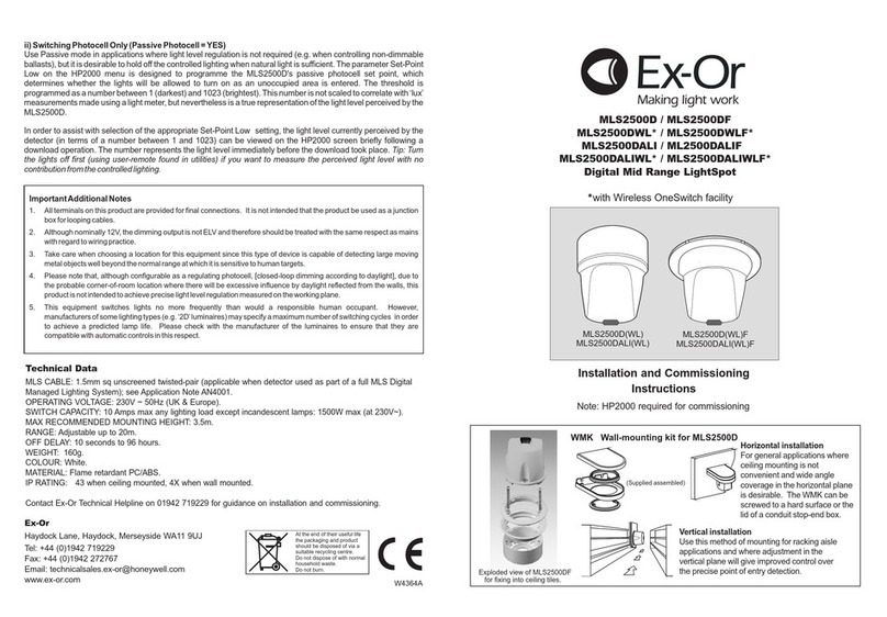 Exor MLS2500DWL Installation and commissioning instructions