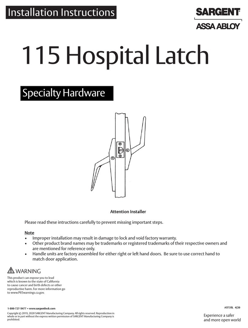 Assa Abloy SARGENT 115 Hospital Latch User manual