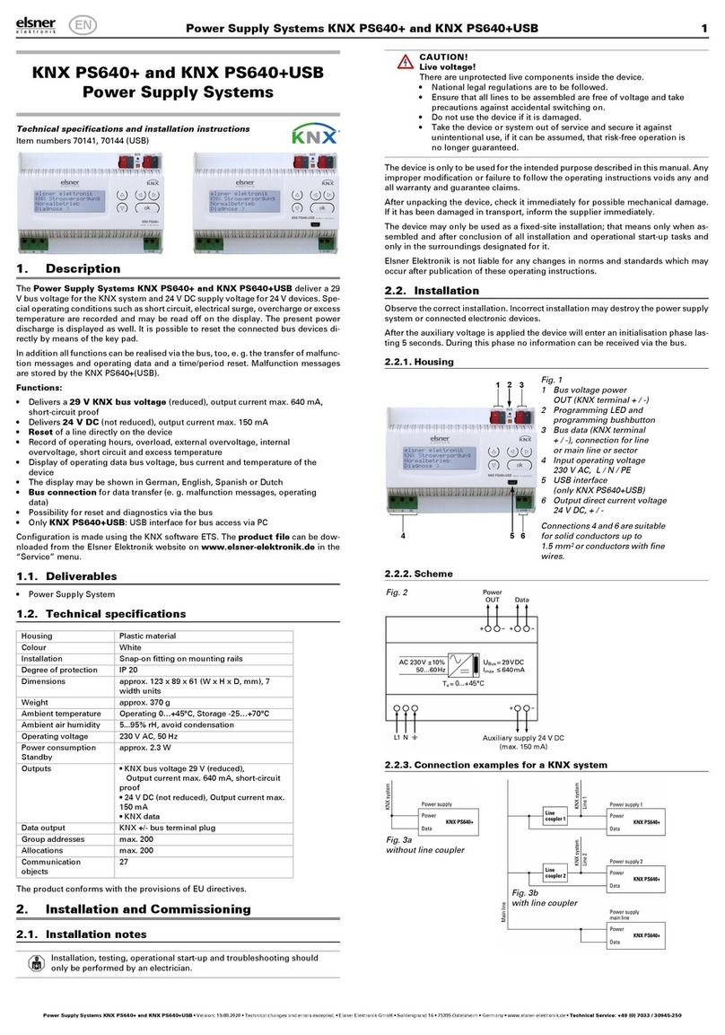 elsner elektronik KNX PS640+ Technical specifications and installation instructions