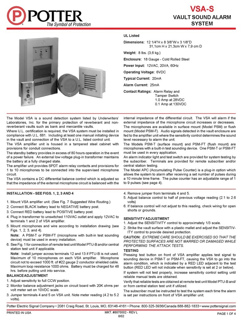 Potter VSA quick start guide