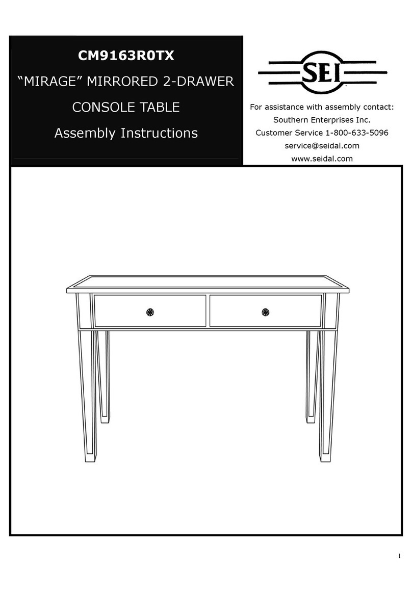 SEI Mirage Mirrored 2-Drawer Console Table... Assembly instructions