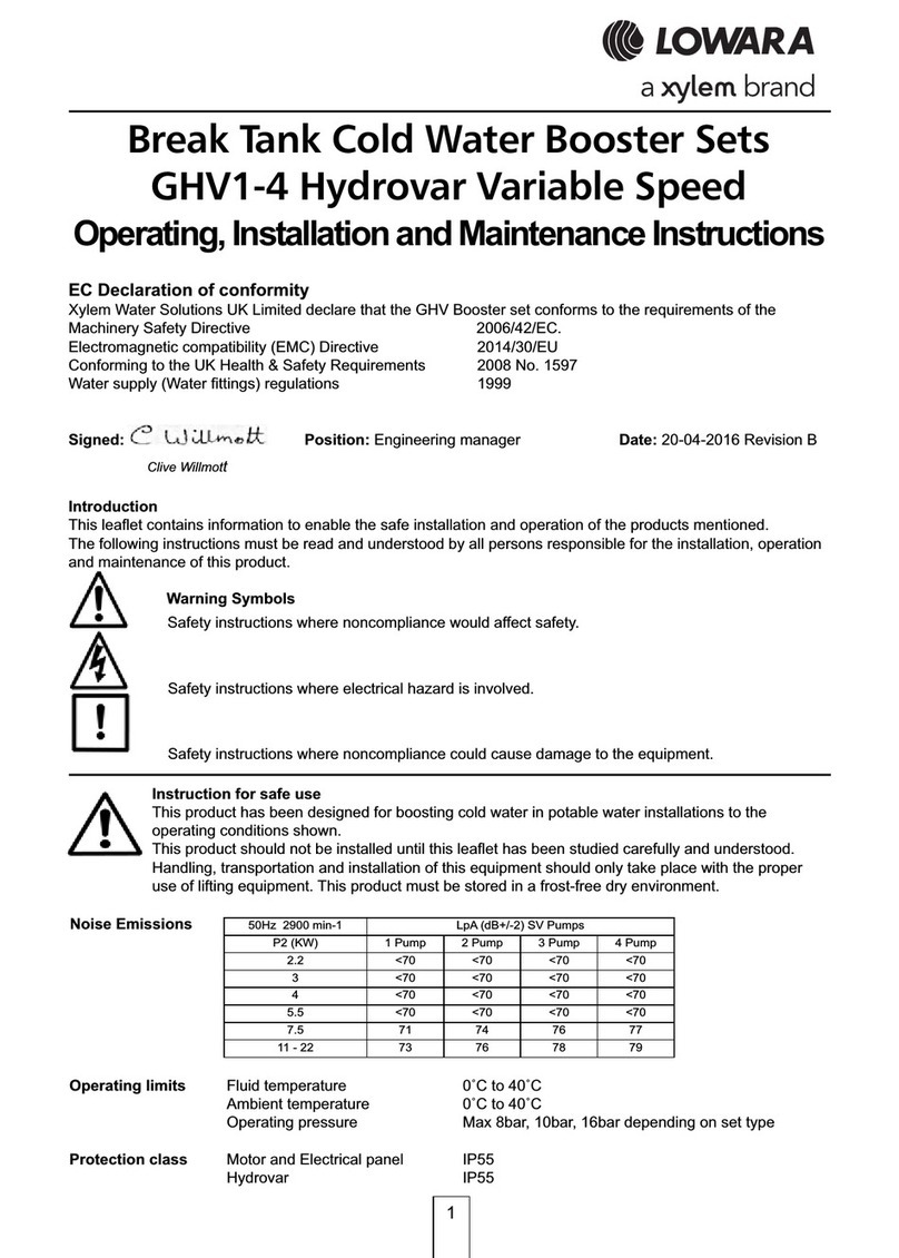 Xylem Lowara GHV1 Operating, installation and maintenance instructions Xylem Lowara GHV1 Operating, installation and maintenance instructions