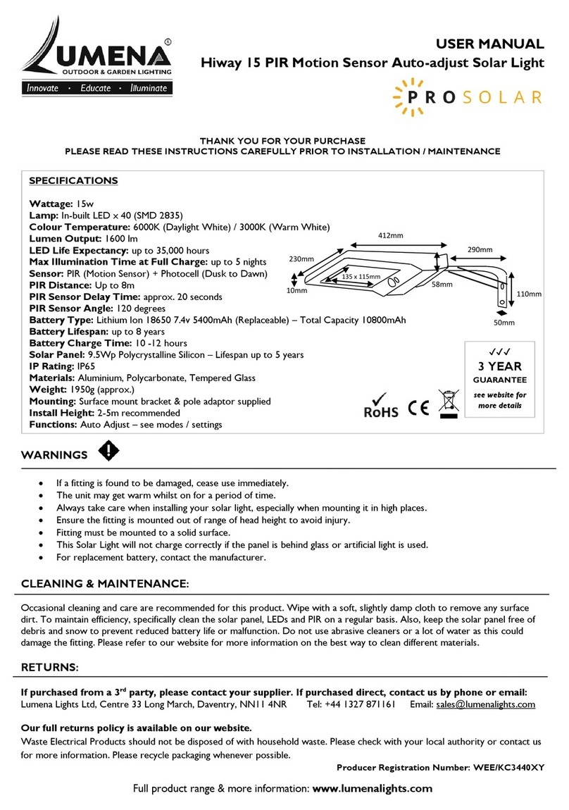 Lumena Prosolar Hiway 15 PIR user manual