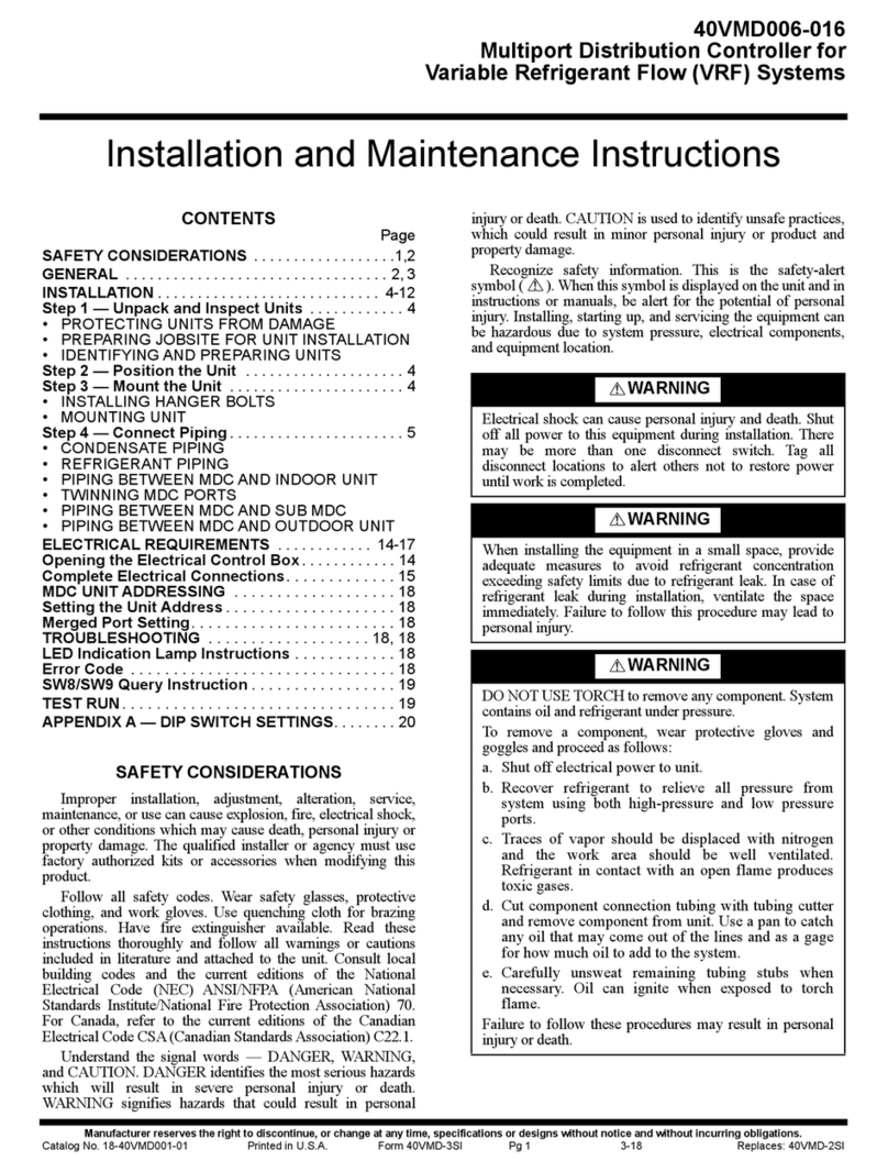 Carrier 40VMD 006 Installation and maintenance instructions Carrier 40VMD 006 Installation and maintenance instructions