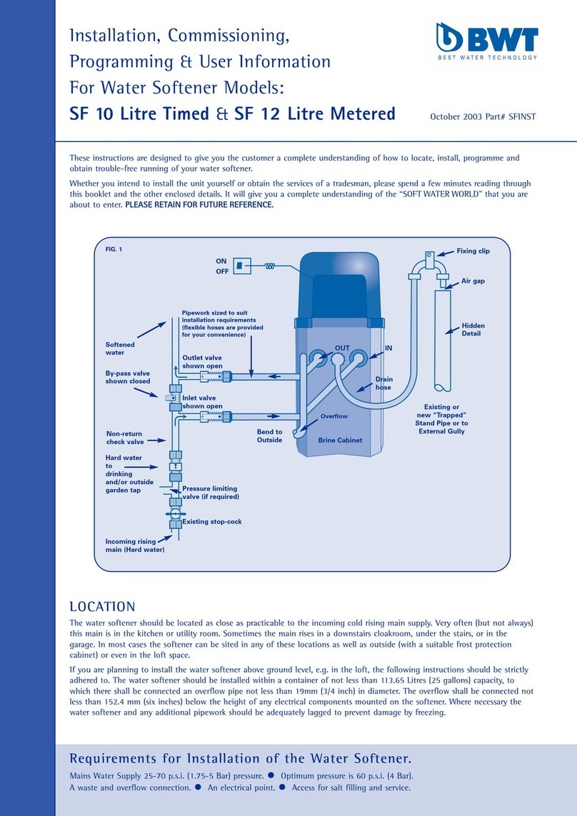 BWT SF 10 Litre Timed User manual