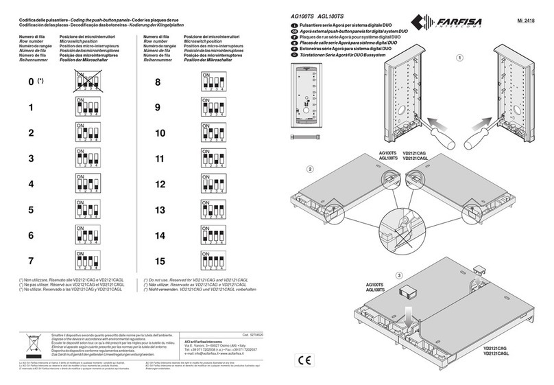 FARFISA INTERCOMS Agora AG100TS User manual
