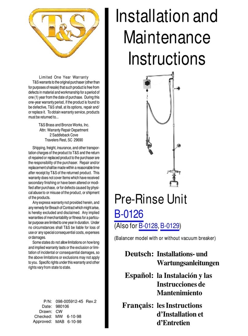 T&S B-0126 Installation and maintenance instructions T&S B-0126 Installation and maintenance instructions