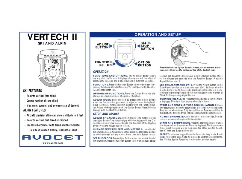 Avocet VERTECH II SKI quick start guide