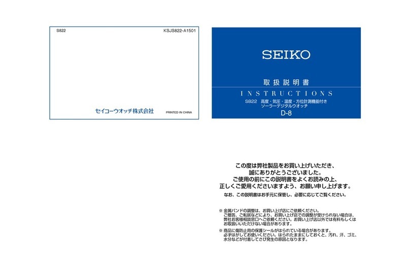 Seiko S822 User manual