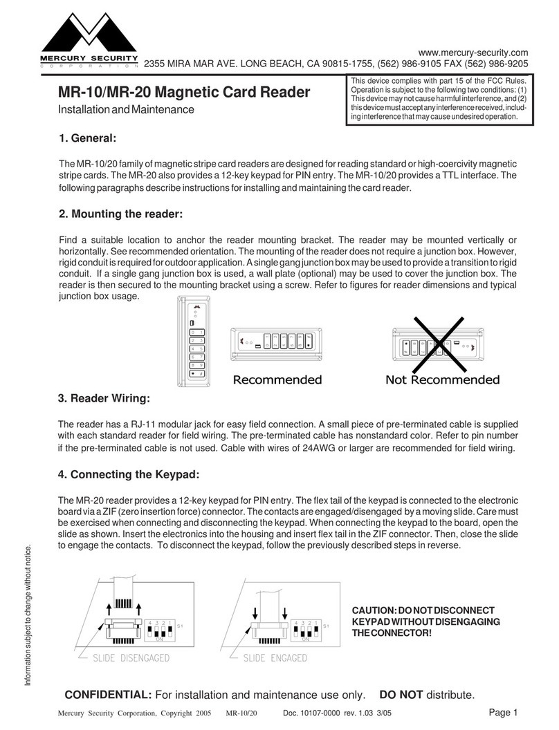 Mercury Security MR-10 Instruction Manual