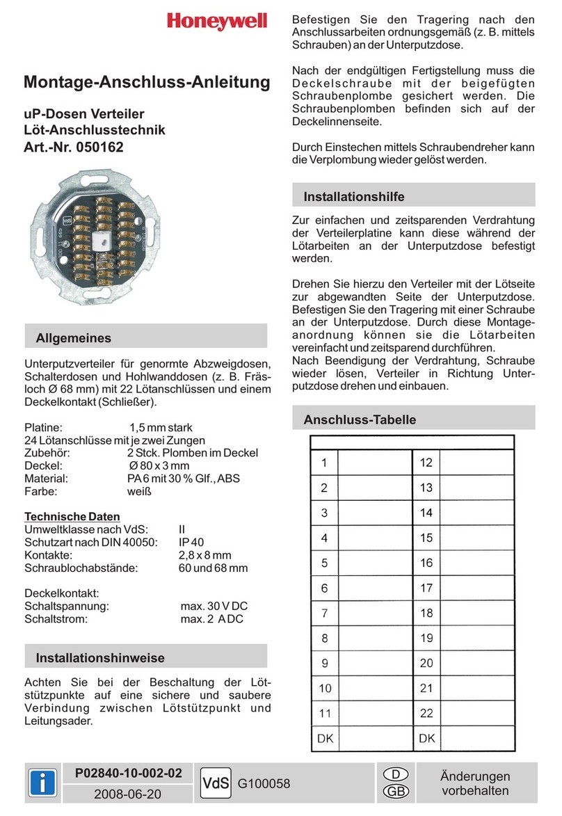 Honeywell 050162 Mounting and Connection Instructions