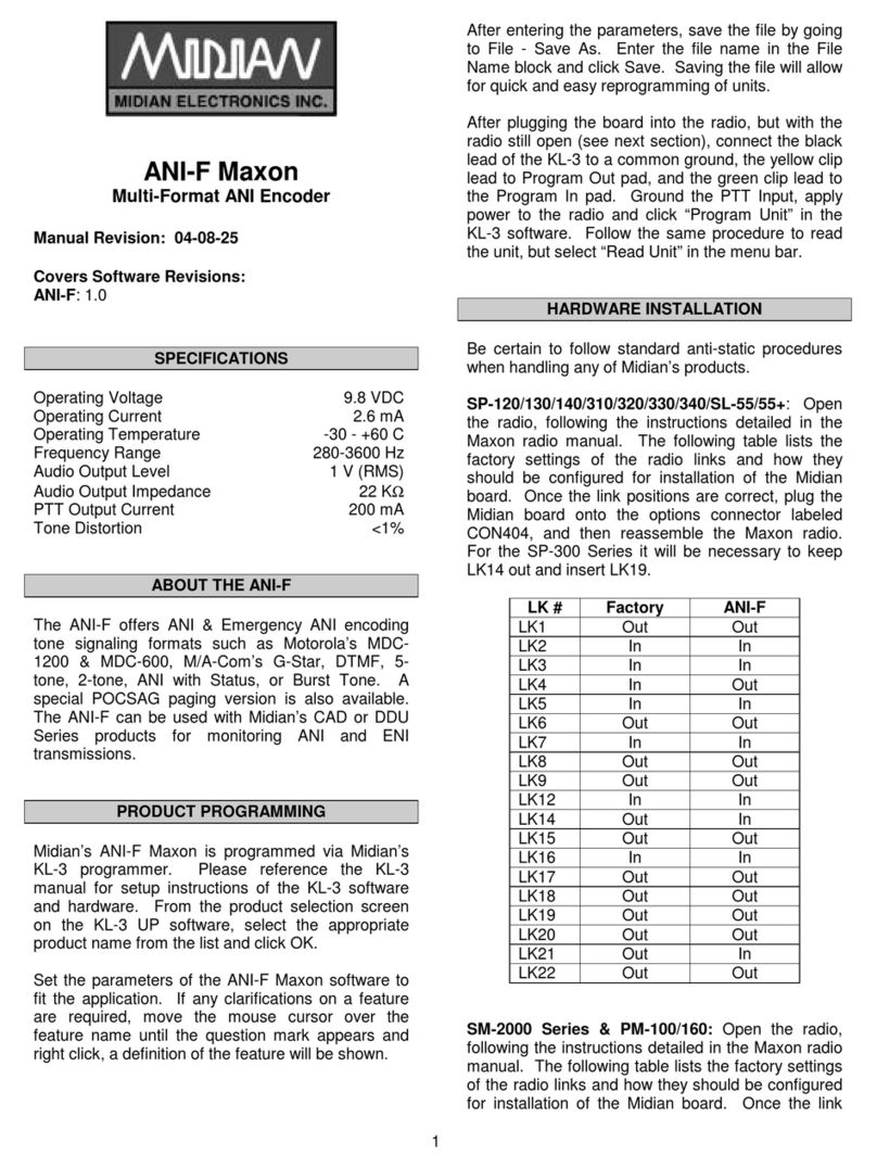 Midian Electronics ANI-F Maxon User manual