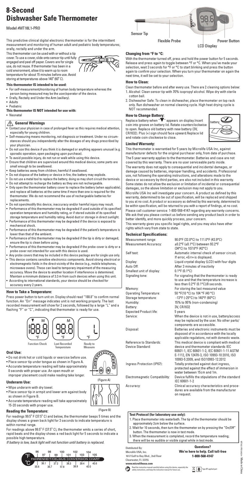 Microlife MT18L1-PRO User manual