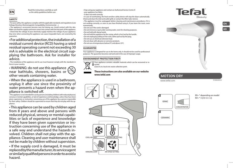 TEFAL MOTION DRY User manual