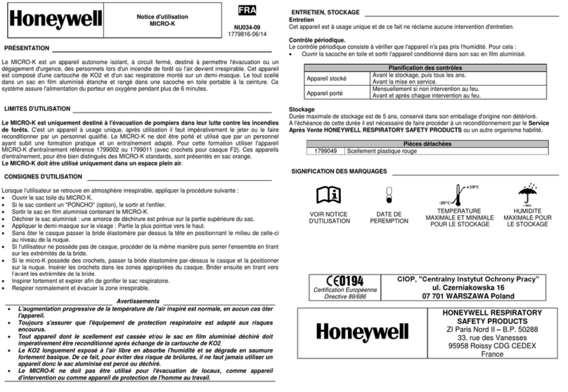 Honeywell MICRO-K 1799071 User manual