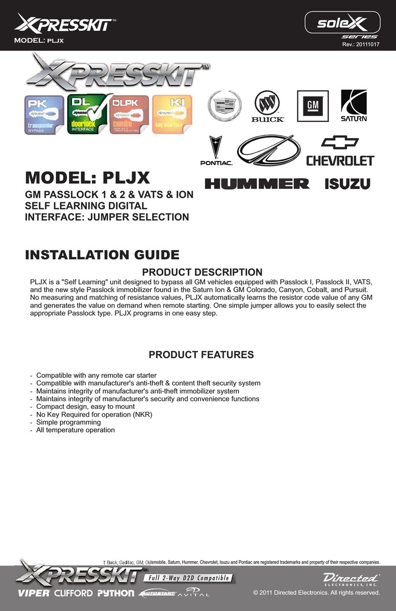 Directed Electronics Xpresskit Solex PLJX User manual