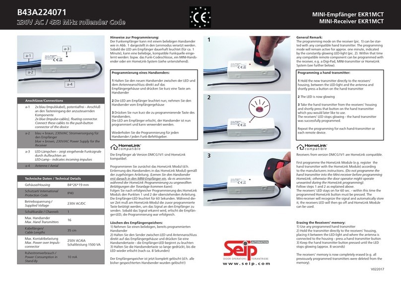 Seip EKR1MCT quick start guide