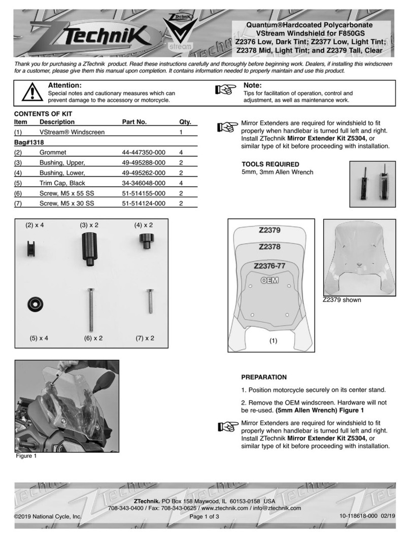 ZTechnik VStream Windshield User manual