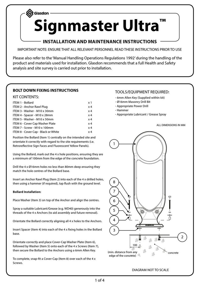 Glasdon Signmaster Ultra Installation and maintenance instructions