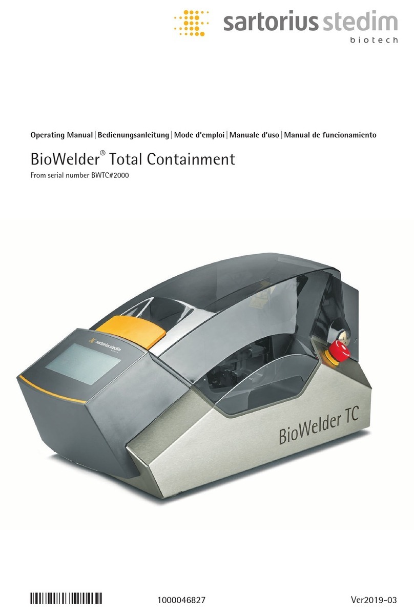 Sartorius Stedim Biotech BioWelder Total Containment operating manual Sartorius Stedim Biotech BioWelder Total Containment operating manual