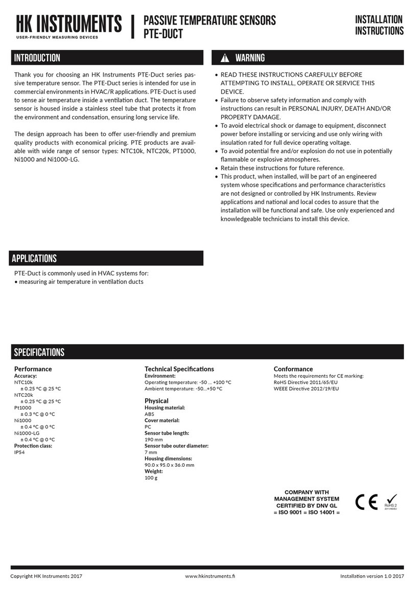 HK Instruments PTE-Duct Series Installation instruction