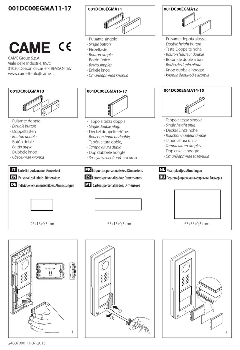 CAME 001DC00EGMA11 User manual