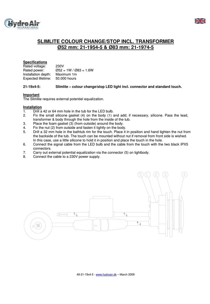 HydroAir SLIMLITE User manual