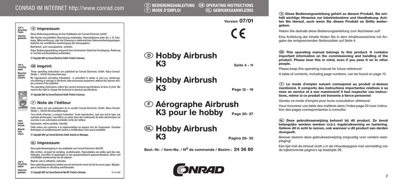 Conrad Hobby Airbrush K3 operating instructions