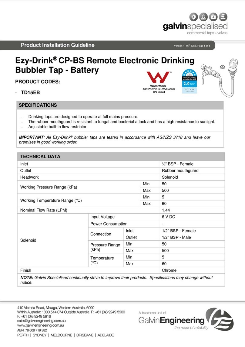 Galvin Specialised Ezy-Drink CP-BS TD15EB Product installation guideline
