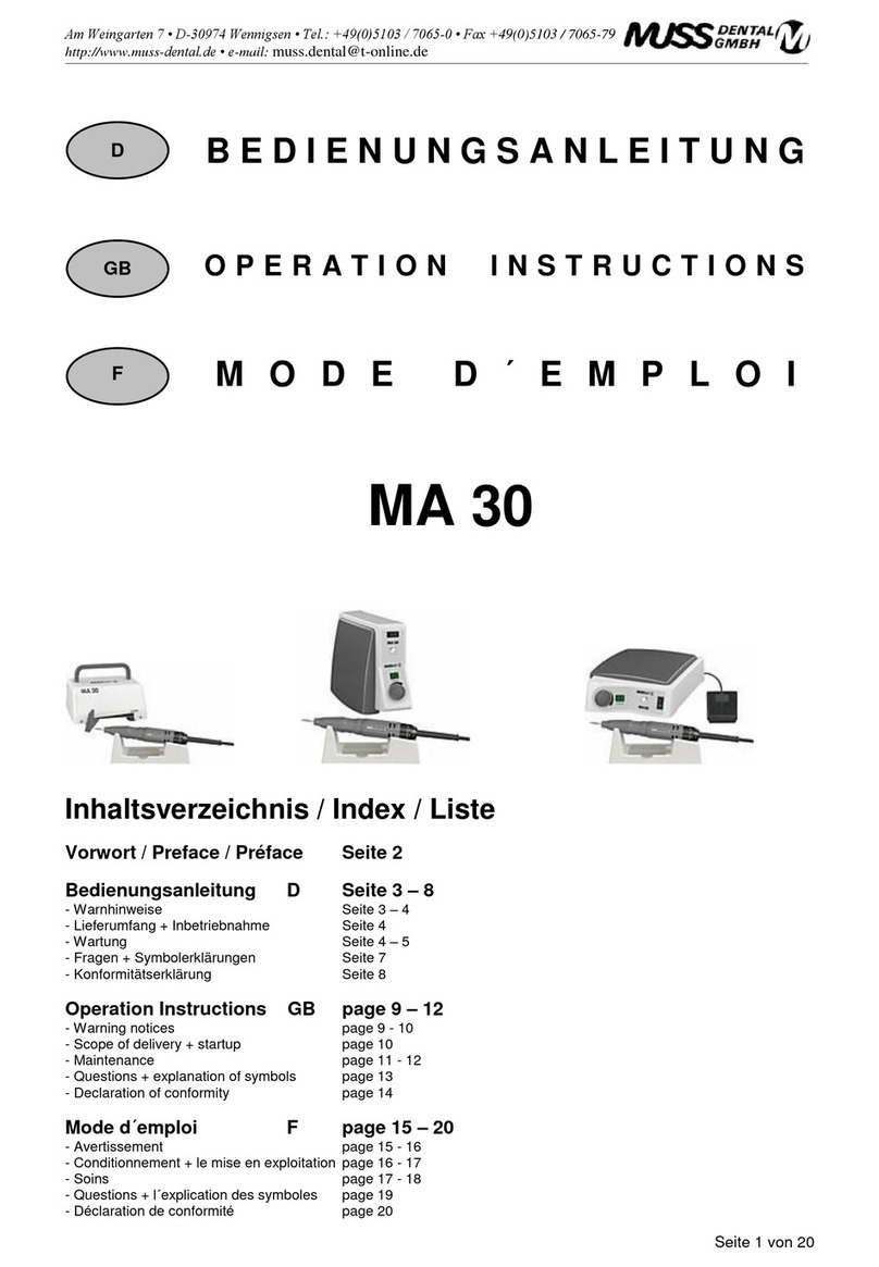 Muss Dental MA 30 F203/H240B Operation instructions Muss Dental MA 30 F203/H240B Operation instructions