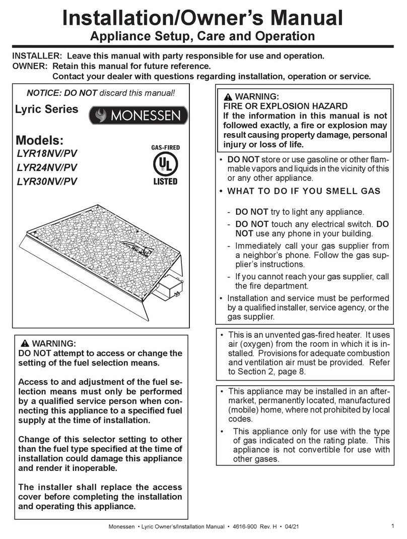 Monessen Hearth Lyric Series Installation & owner's manual