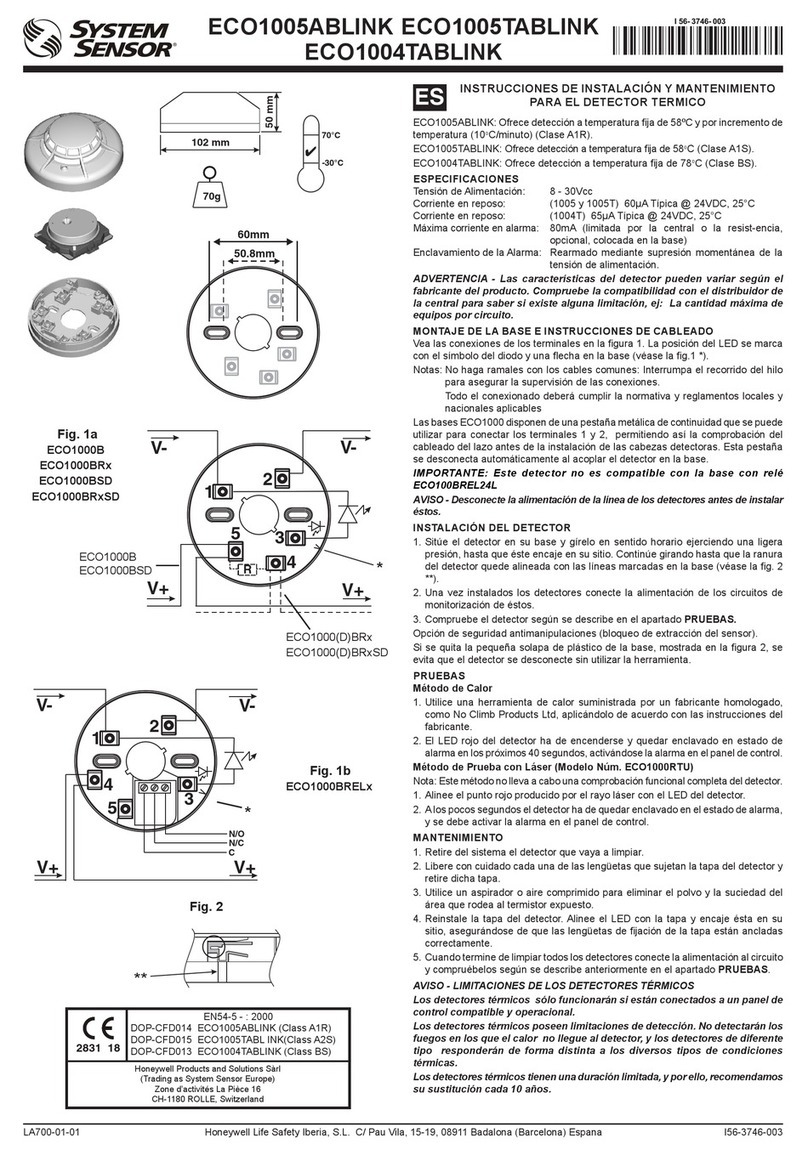 System Sensor ECO1005ABLINK Installation and maintenance instructions