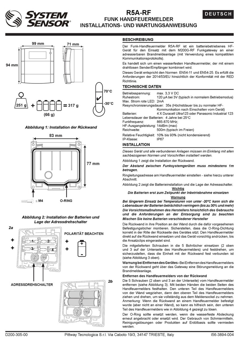 System Sensor R5A-RF Installation and maintenance instructions
