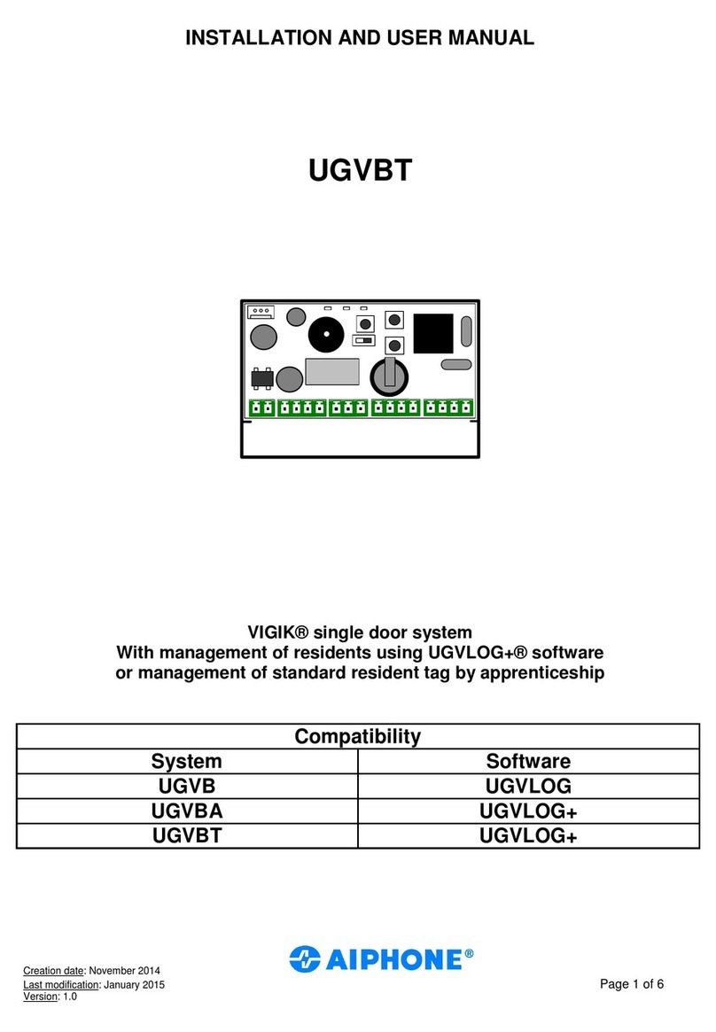 Aiphone UGVBT Installation and user manual
