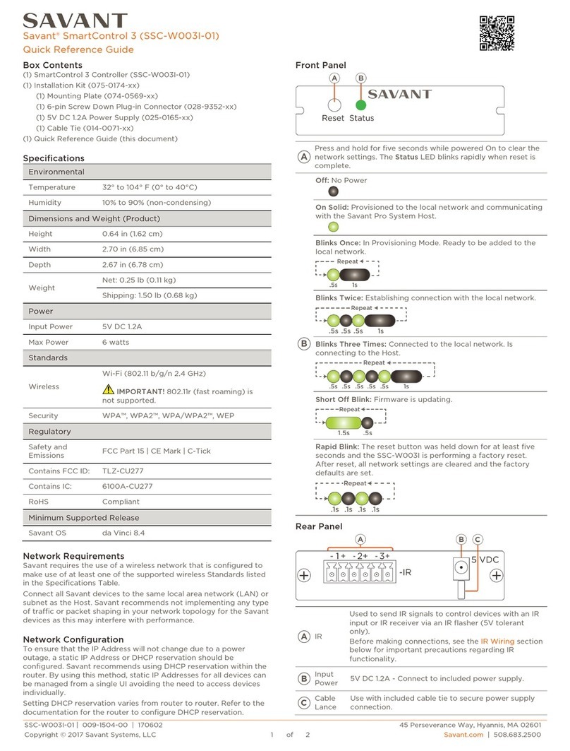 Savant SmartControl 3 Quick reference guide