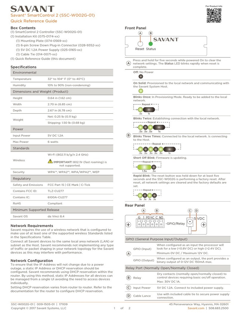 Savant SmartControl 2 Quick reference guide