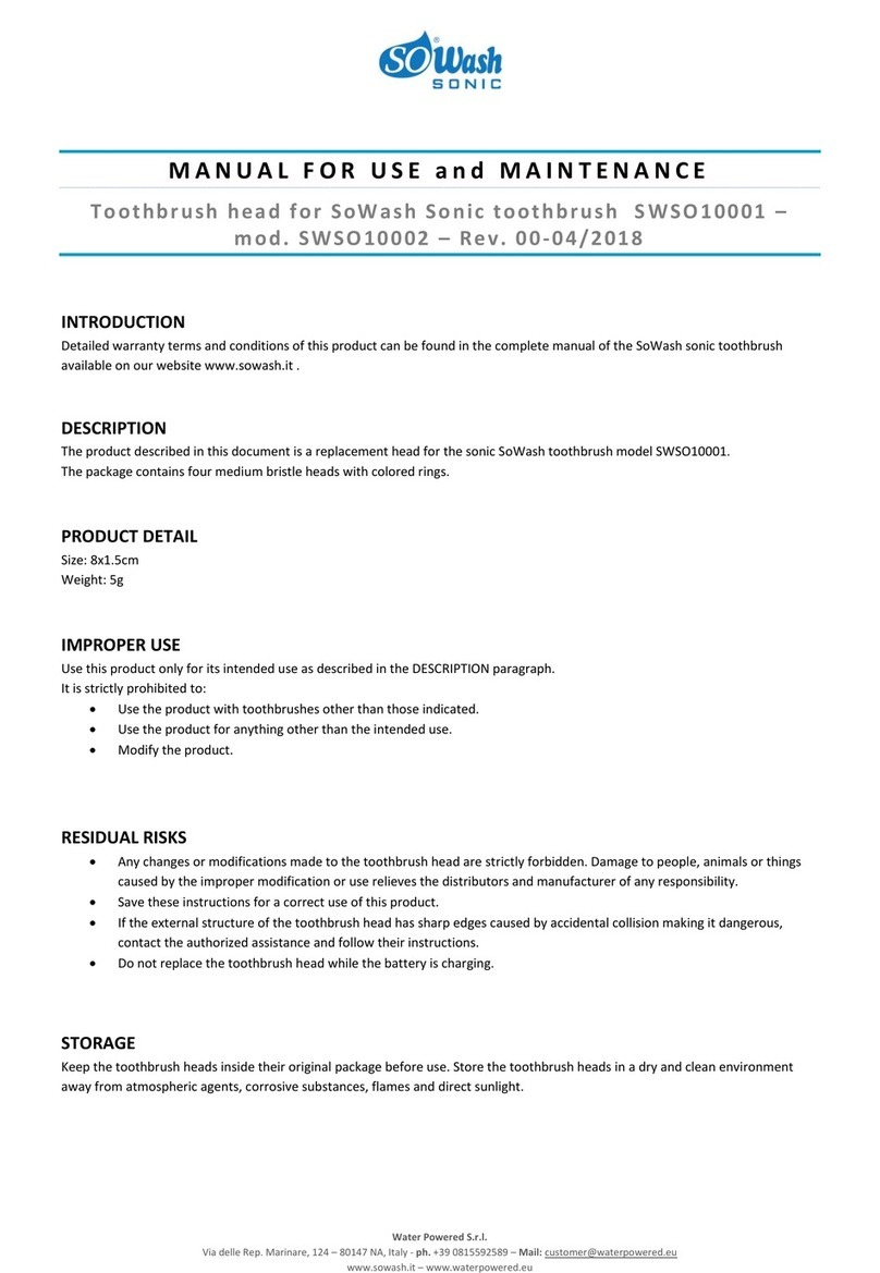 SoWash Sonic SWSO10001 Manual for use and maintenance