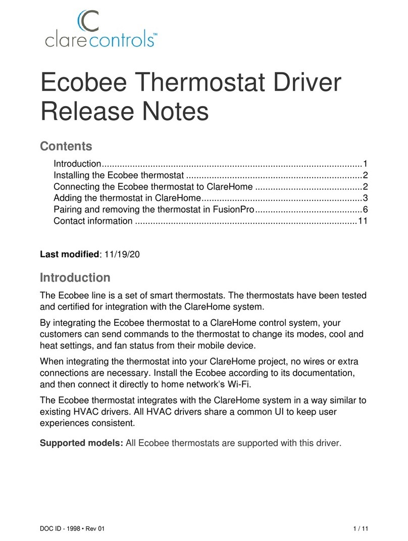 Clare Controls Ecobee How to use