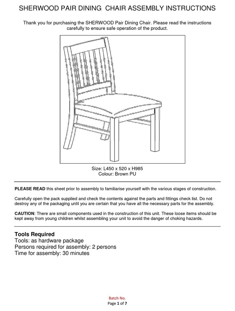 Sherwood PAIR DINING CHAIR Assembly instructions