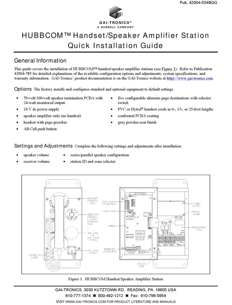 Hubbell Gai-Tronics HUBBCOM Quick installation guide
