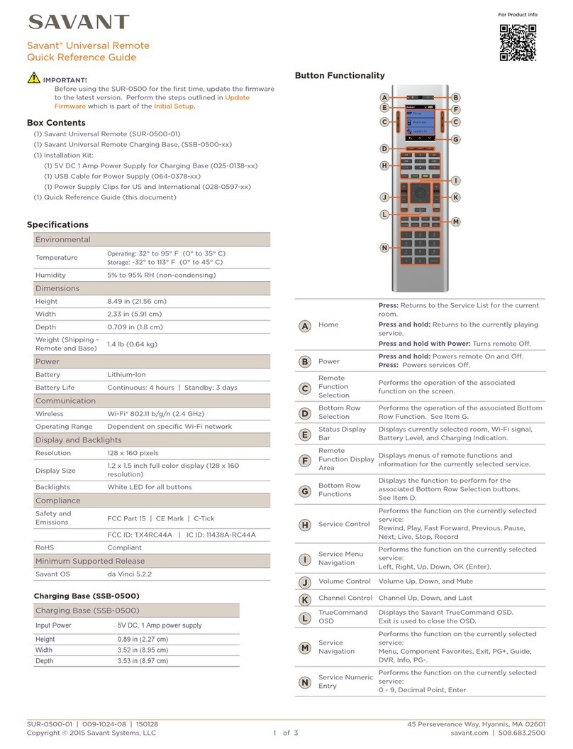 Savant SUR-0500 User manual